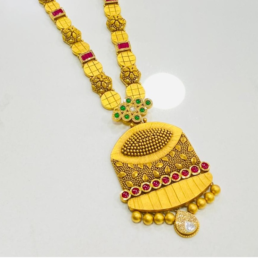 22K Gold Antique Long Necklace Set