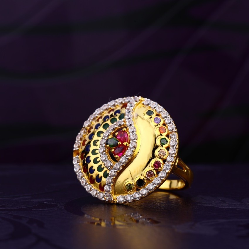 22K Gold Round Diamond Ring