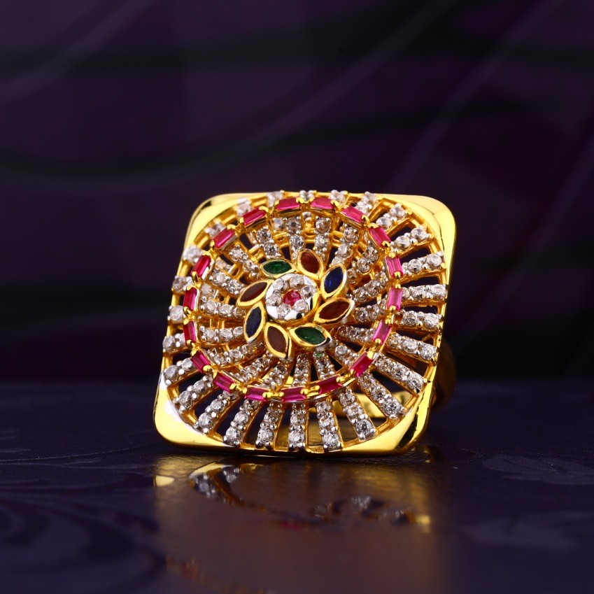 22K Gold Square Design Ring
