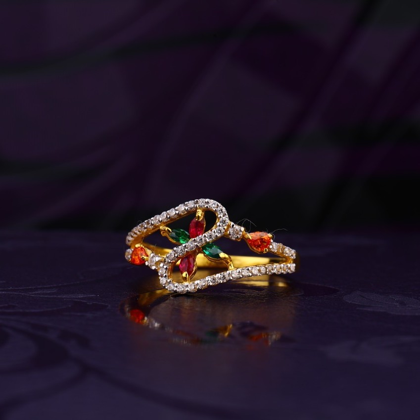916 Gold Colorful Stone Ring