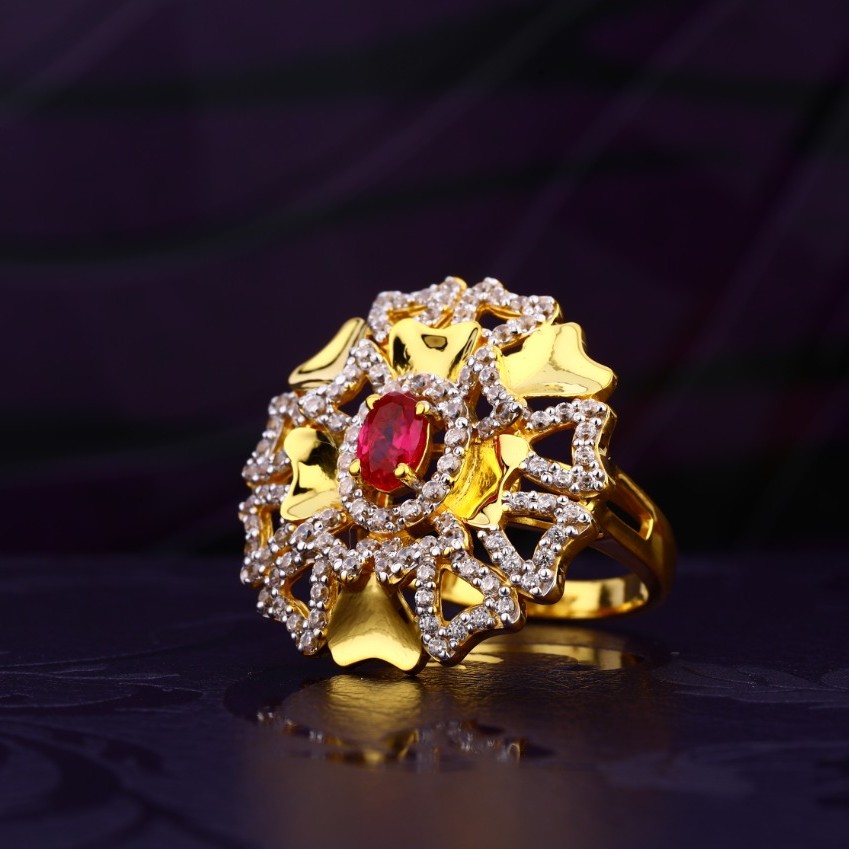 22K Gold Pink Stone Ring