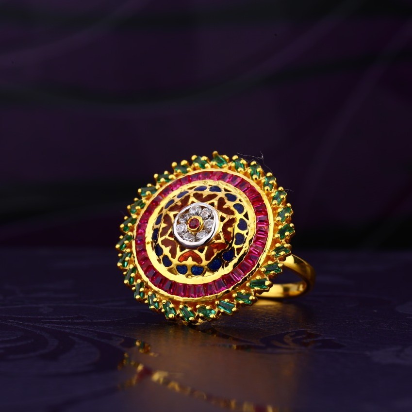 916 Gold Fancy Round Design Ring