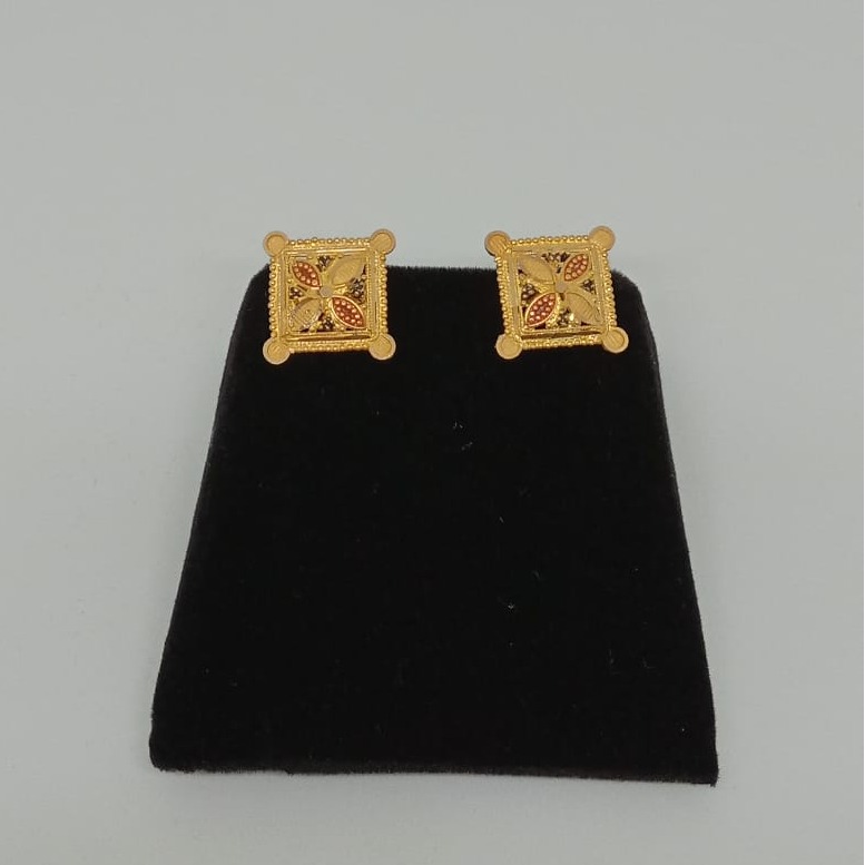 916 Plain Gold Square Earring For Ladies MJ-E009