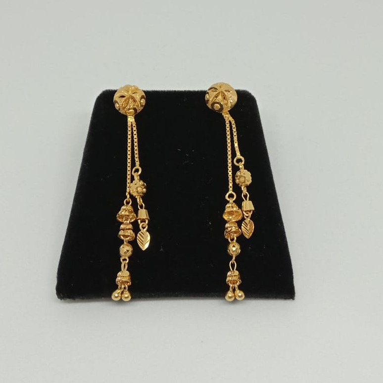 22KT Gold Double Line Latkan Earring MJ-E004