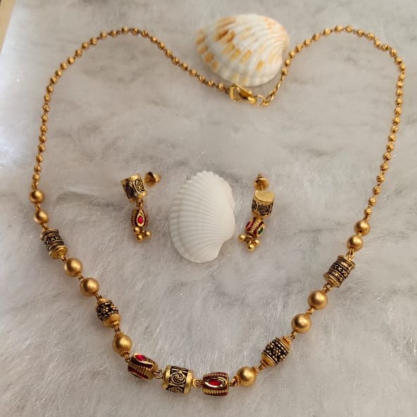 916 Gold Meena Work Necklace Set
