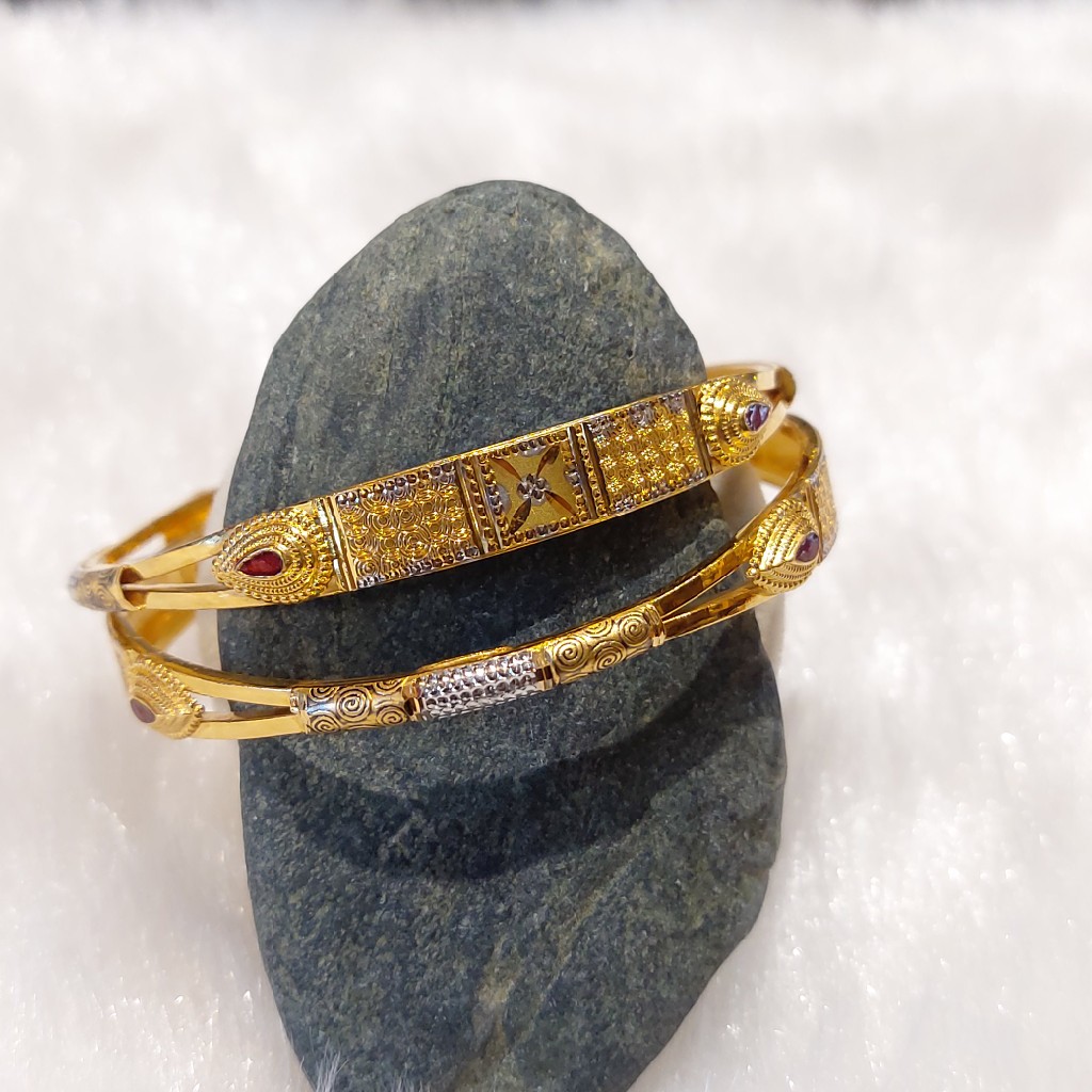 916 Gold Double Pipe Kadli Bangle - Image 2