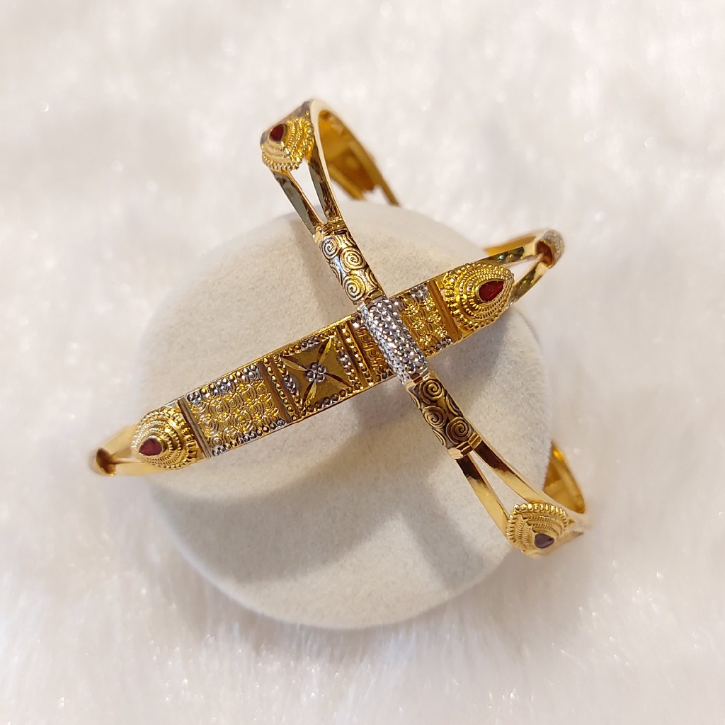 916 Gold Double Pipe Kadli Bangle