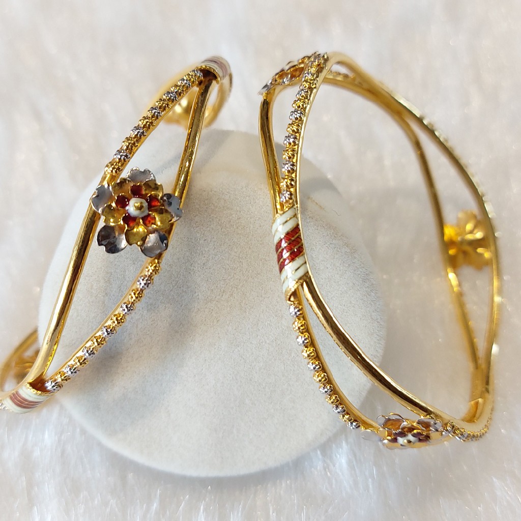 916 Gold Fancy Flower Design Kadli - Image 3