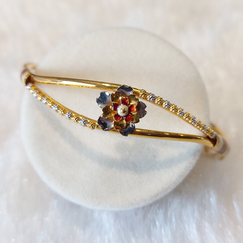 916 Gold Fancy Flower Design Kadli - Image 2