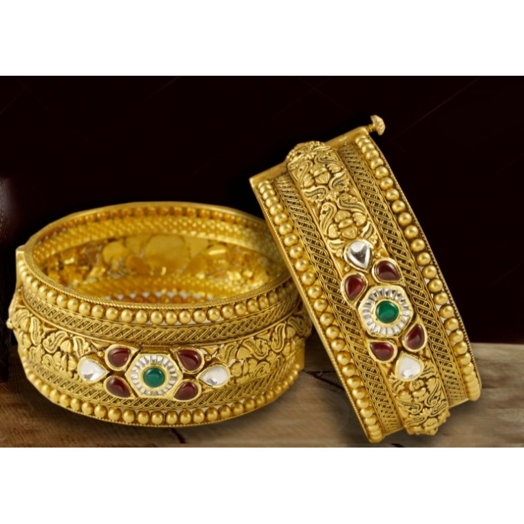 22Kt Gold Antique Bridal Kada BJ-B008