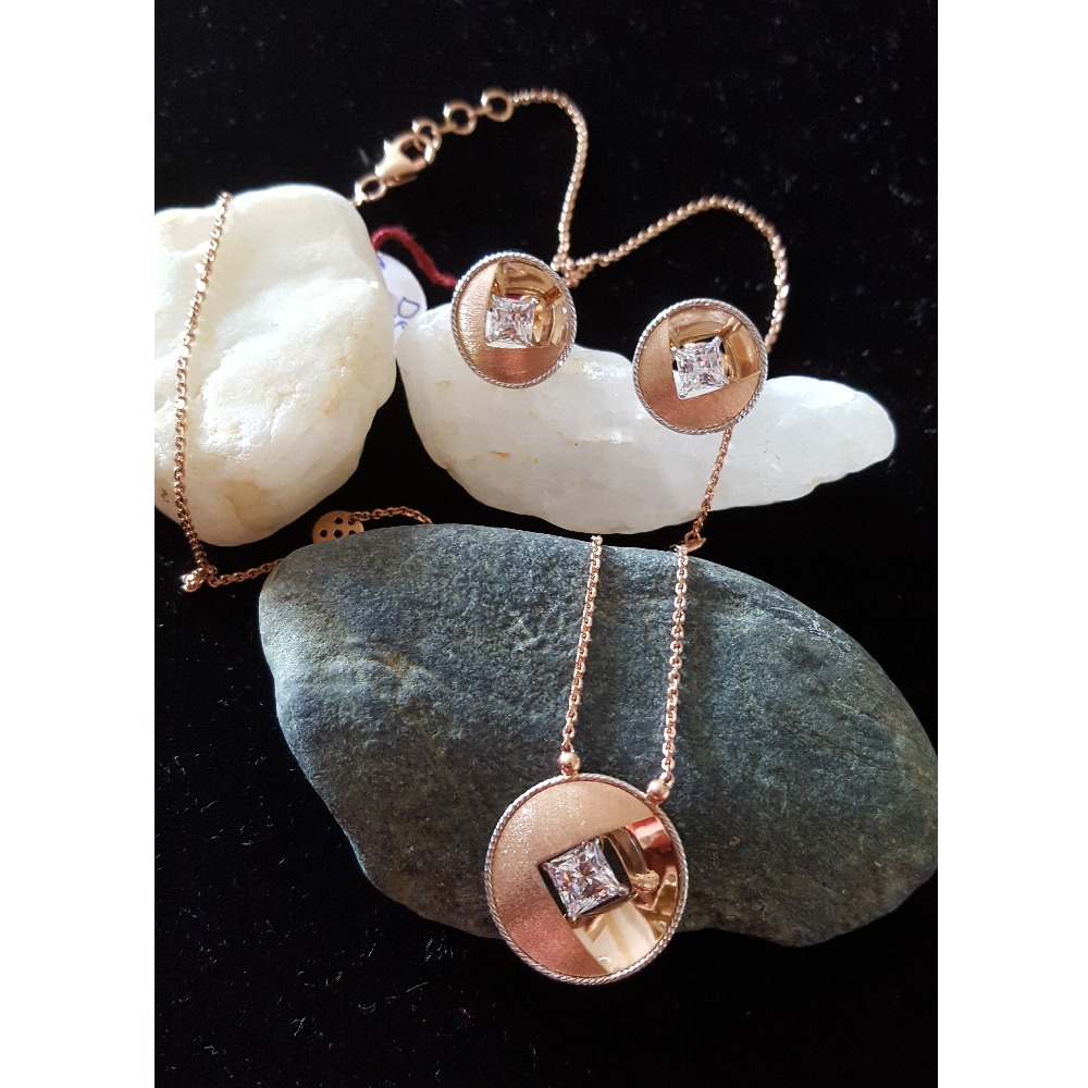 18k rose gold plated stylish pendant set bj-ps009