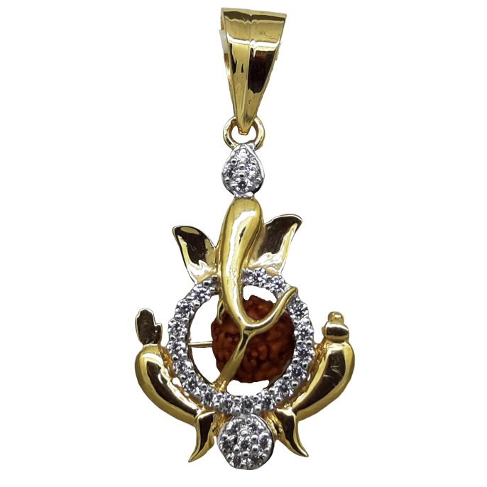 22KT Gold CZ Ganesh Design Pendants