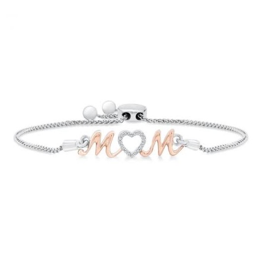 18kt white gold and diamonds "mom" bracelet jkb005