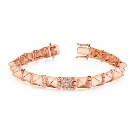 18kt rose gold with diamonds in square patterned bracelet for women  jkb025