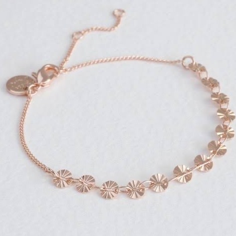18kt rose gold rounds pattern fancy and delicate chain bracelet for women jkb028