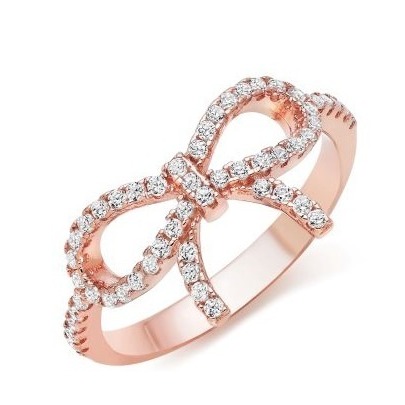 22kt gold and diamond studded bow design ring for women jkr003