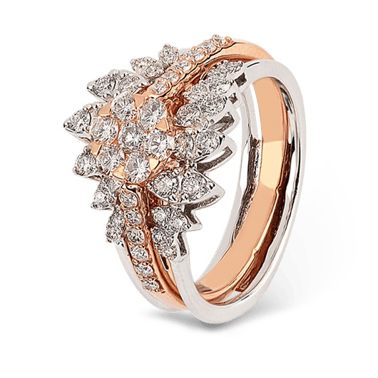 22kt gold and diamond studded floral design engagement ring for women jkr006