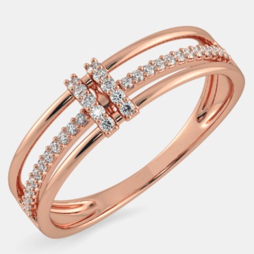 22kt gold and single line of diamond ring for women jkr011