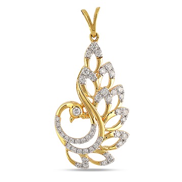 22kt gold and diamond peacock shaped pendant jkp004
