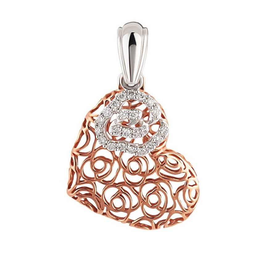 22kt gold and diamond heart cutout pendant for women jkp008