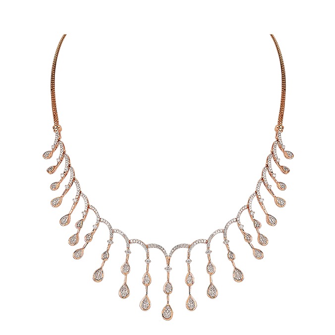 22kt gold and diamond studded delicate evening necklace jkn002