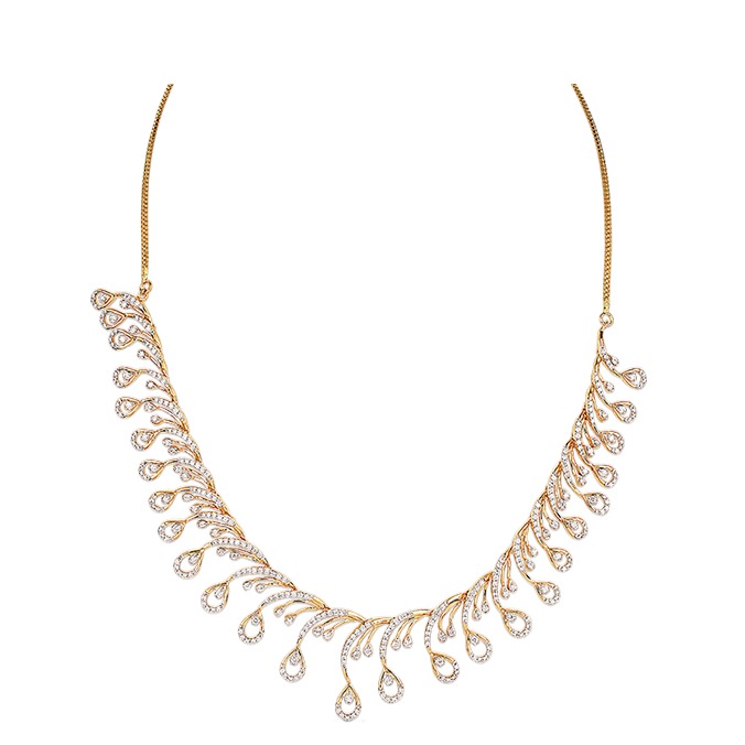 22kt gold and diamond studded drop design necklace jkn003
