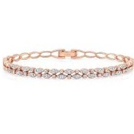 22kt, 916 Hall-Marked, Rose Gold double lined alternate shapes american Diamonds Hand Band For Women JKB307