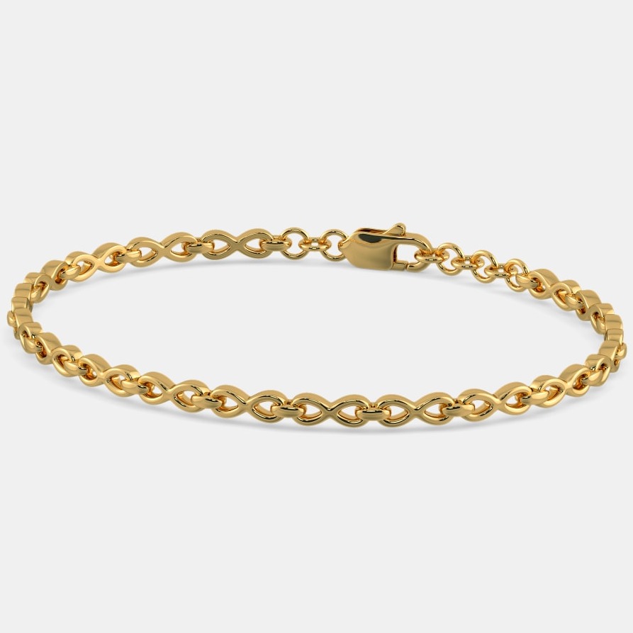 22kt, 916 Hall-Marked, Yellow Gold simple loop chain design Hand Band For Women Jkb314