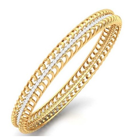 22kt, 916 Hall-Marked, Yellow Gold machine cut design with white gold line in between Hand Band For Women JKB318
