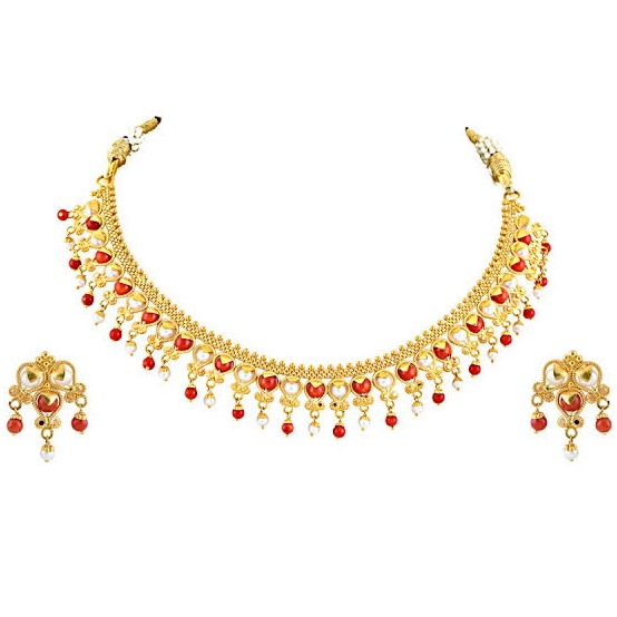 22kt, 916 Hall-Marked, Yellow Gold traditional rajasthani Design Necklace For Women Jkn024