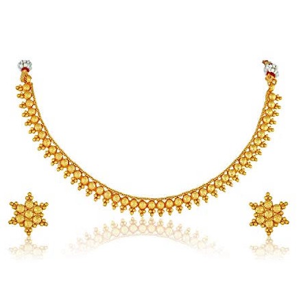22kt, 916 Hall-Marked, Yellow Gold light weight balls plain Design Necklace For Women Jkn025