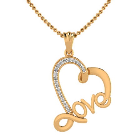18kt, Rose Gold love writted in heart Design Pendant Jkp161.