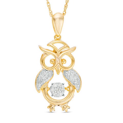 22kt, 916 Hm, Yellow Gold owl Pendant with diamonds Jkp171.