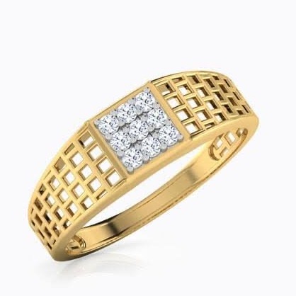 22kt, 916 Hm, Yellow Gold ring with texture and diamonds JKR232.