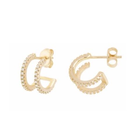 22kt, 916 Hm, Yellow Gold basket double line C earrings Jke108.