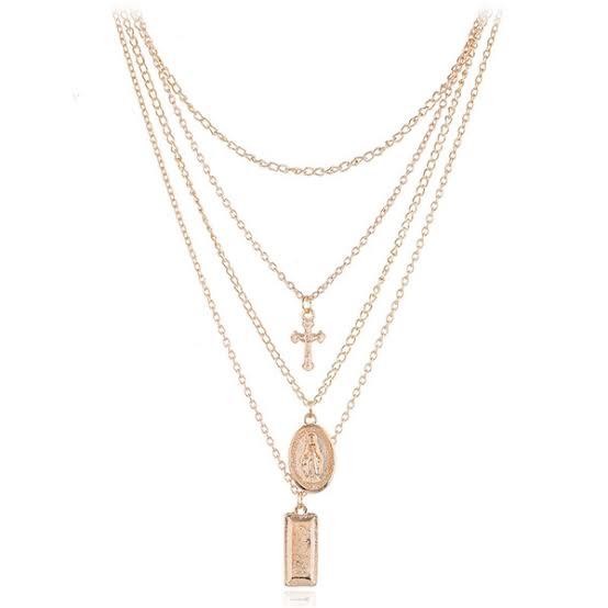 18kt rose gold Four chains with different pendants  for women jkc017