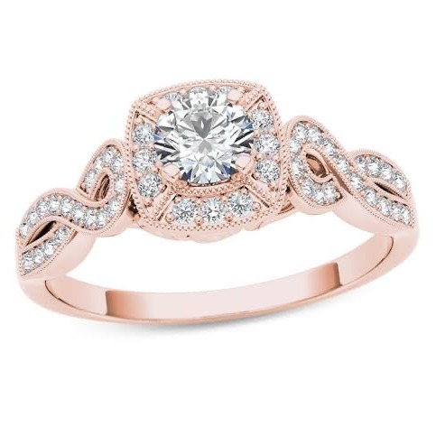 18kt Rose Gold and Diamond engagement ring For Women