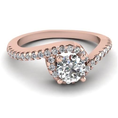18 kt, rose gold and diamond curve miracle ring for women