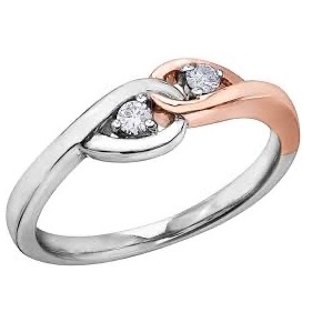 18 kt, platinum dual tone knot ring for women