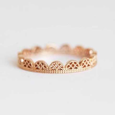 18 kt, rose gold delicate cutout ring for women and girls