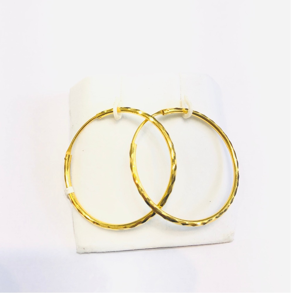22kt, Yellow Gold plain bigger size Hoop Earrings Jkh205
