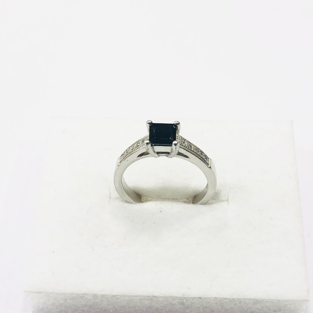 925 sterling silver black stone ring for women