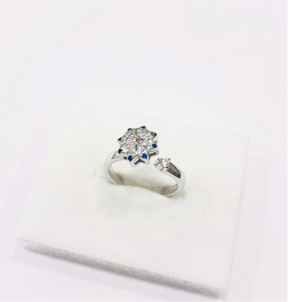 925 sterling silver floral adjustable Ring for women