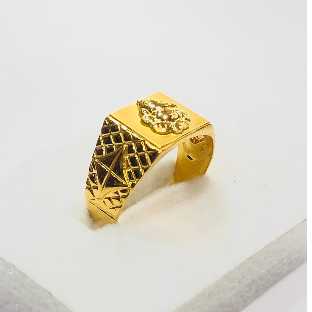 22kt, 916 hm, yellow gold ganeshji design ring for men jkr217