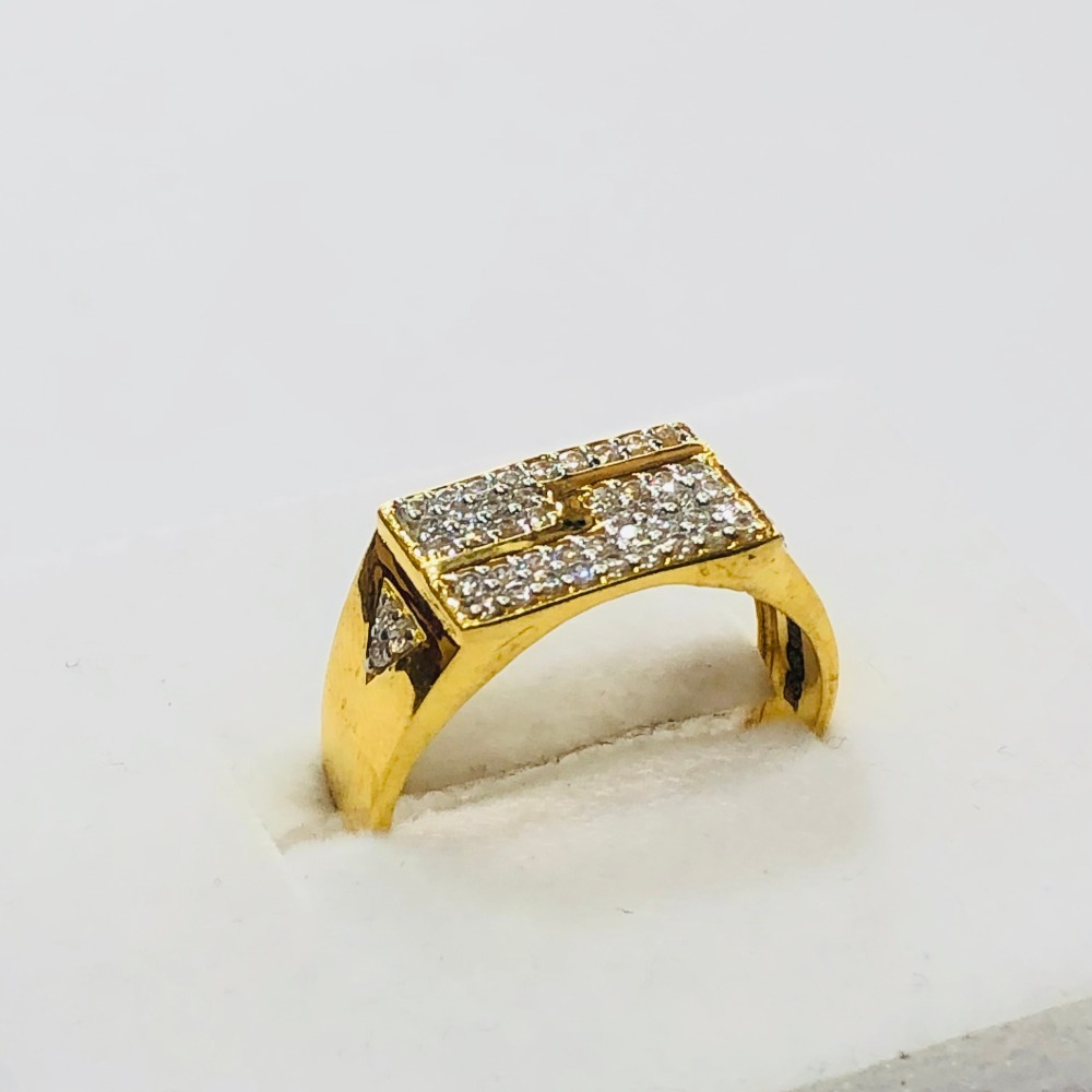 22kt, 916 Hm, Yellow Gold wide z design ring For Men Jkr220