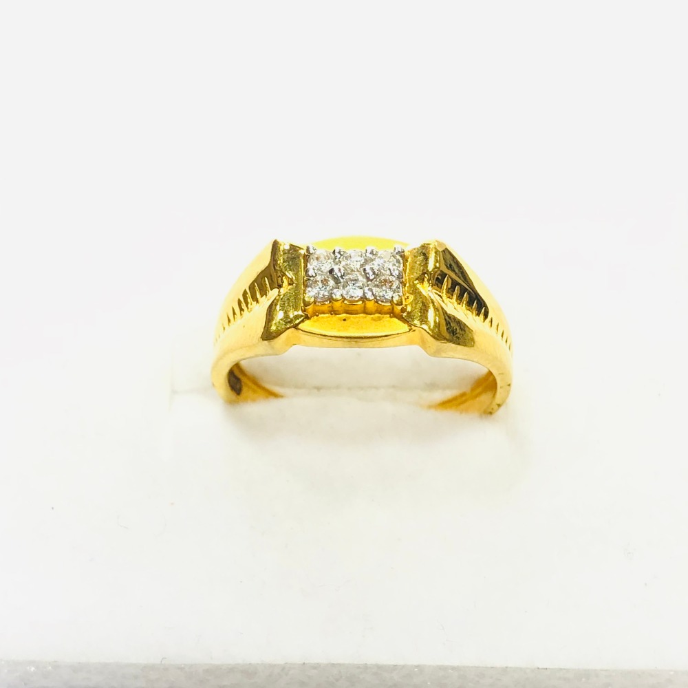 22kt, 916 HM, Yellow Gold rectangle AD Ring For Men JKR214