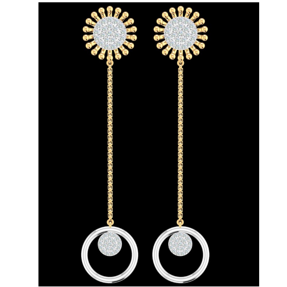 22kt, 916 Hm, Yellow Gold designer earrings long AD Jke137.