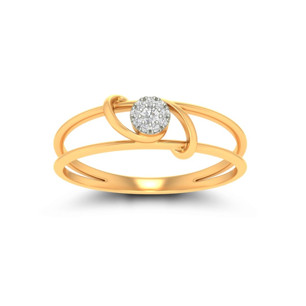 22kt, 916 hallmark, Gold and diamond curving ring for women JKR0817