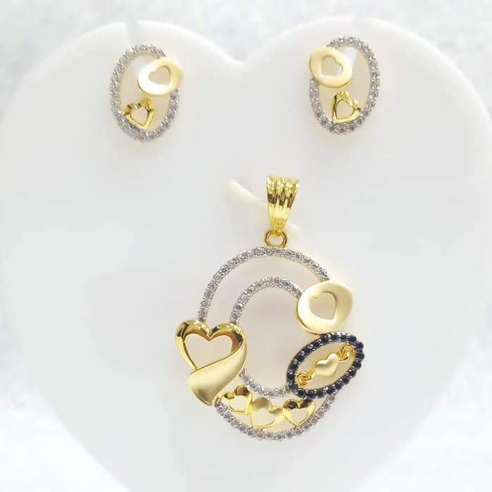 916 gold cz pendant set