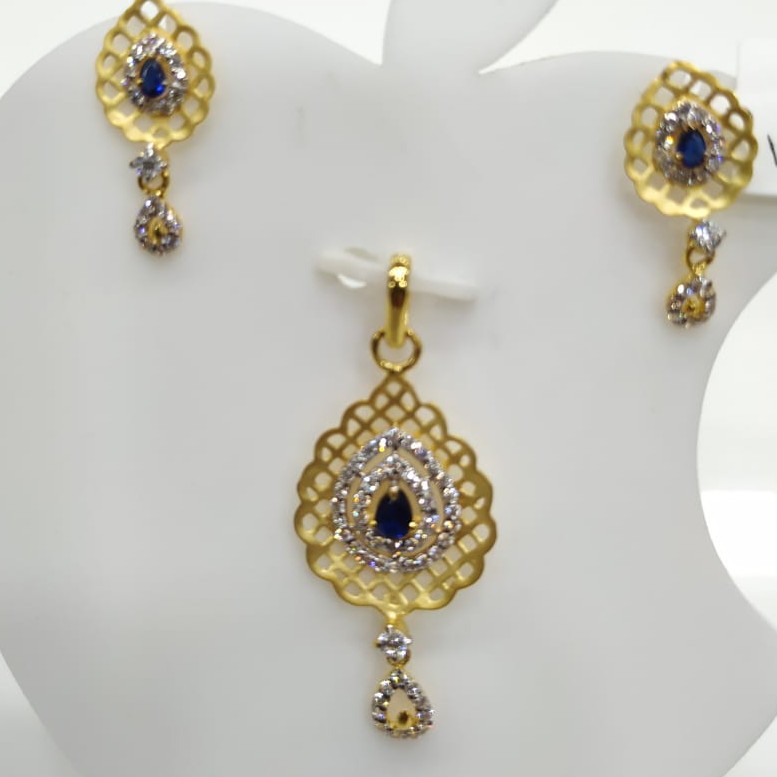 916 gold cz pendent set